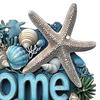 Summer Beach Welcome Door Sign Coastal Starfish Shell Door Hanger Rustic Wooden Hanging Sign for Front Door Lake House Porch Home Decor
