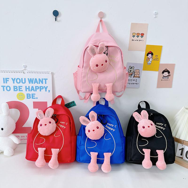 Rabbit Plush Cartoon Backpack Nylon Texture High Capacity Suitable For Use Daily