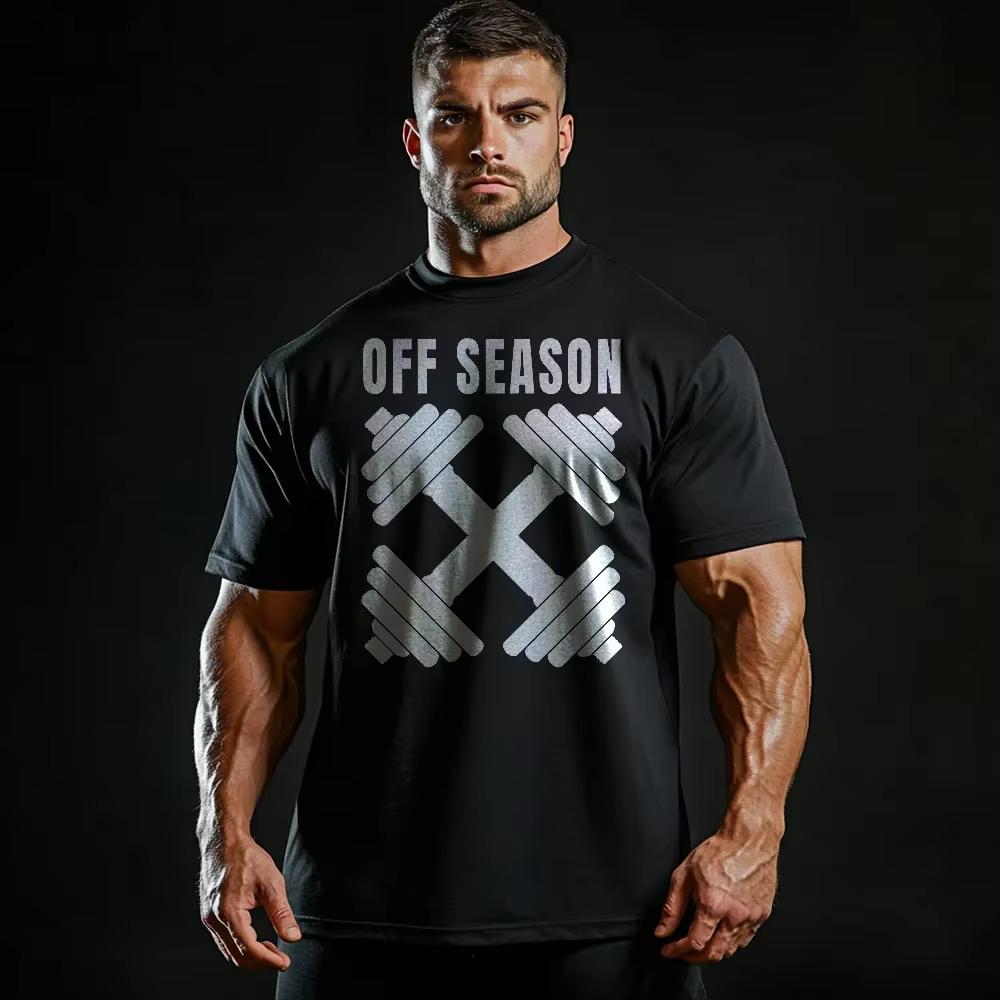 2026 Fashion Summer Dumbbell Pattern Men Cotton TShirt Athletic Casual Fashion Men Comfortable Tees S