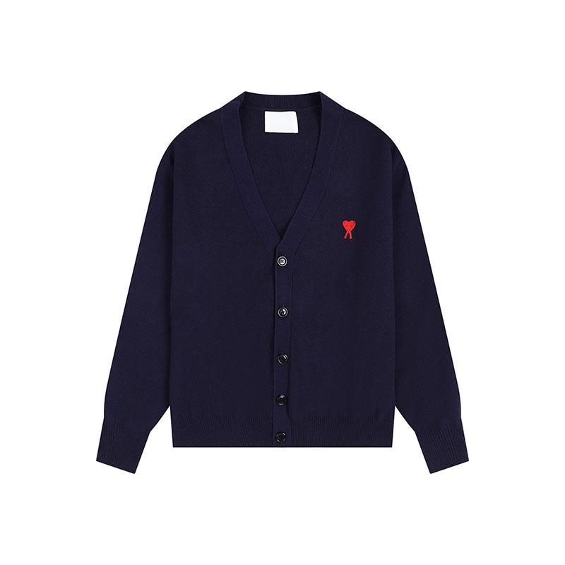 Klassischer Strick-Cardigan mit Herz-Stickerei - Unisex Lockerer Pullover