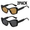 2PACK Vintage Cat Eye Oversized Sunglasses Women Gradient Eyewear Shades Women Black Luxury Square Glasses  UV400