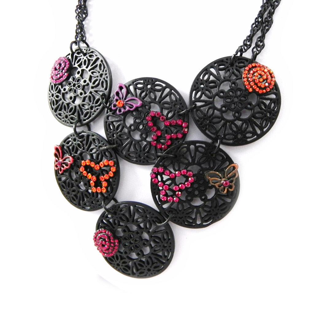 NOA [H9113] - Designer Necklace 'Carmen' Red Orange
