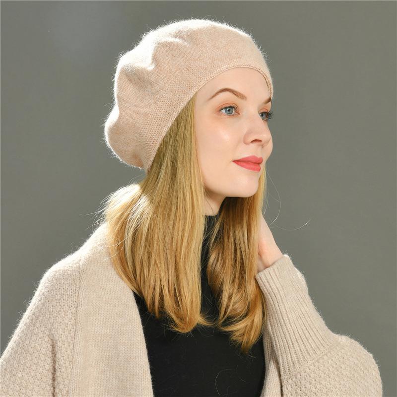 Fashion Versatile Rabbit Down Dudu Head Beret Women's Winter Outdoor Windproof Wool Cap Warm Ear Protection