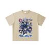 260 GSM Double Yarn 32 Count 100% Cotton Blue Lock V1 Print Unisex Heavy Cotton T Shirt