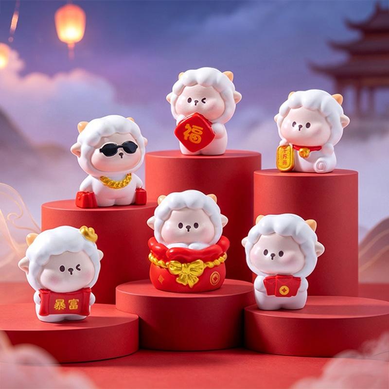 Cute 2027 Year Of The Sheep Resin Figurines With Lucky Design Perfect For Chinese New Year Home Desktop Decor Gifts