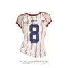 American Retro Contrasting Color Digital Printed Jersey T-Shirt for Women, Summer Sexy Style, Cool Mesh Stripesd Short-Sleeved Top