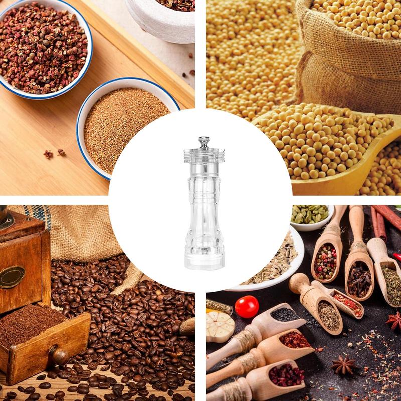 Acrylic Salt and Pepper Grinder Refillable Flavor Grinder Peppercorn Grinder Portable Salt Shaker for Black Pepper Coarse Sea