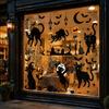 Indoor Seasonal Glass Art 6 Sheets/Set Black Cat Window Stickers, Adhesive Free Static Clings, No Residue Holiday Decorations Halloween Bat
