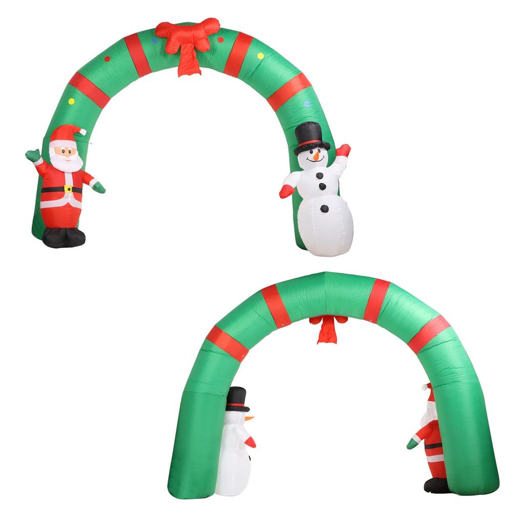 LED-beleuchteter aufblasbarer Weihnachts-Torbogen mit Weihnachtsmann und Schneemann für Außendekorationen für Terrasse und Garten