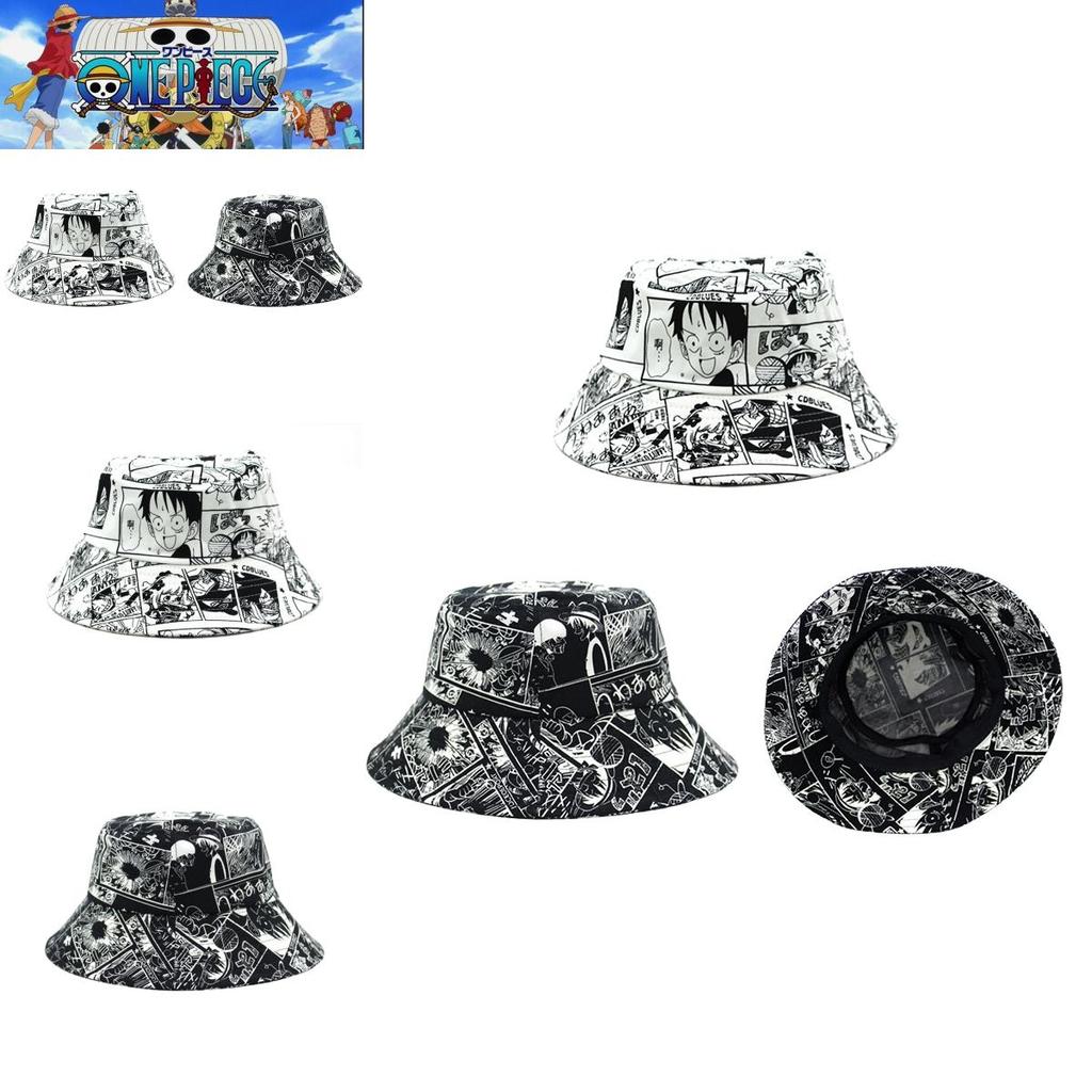 Stylowa Kapelusz Rybacki Bucket Hat Z Nadrukiem Luffy'ego Z Anime One Piece Dla Mężczyzn I Kobiet Na Zewnątrz