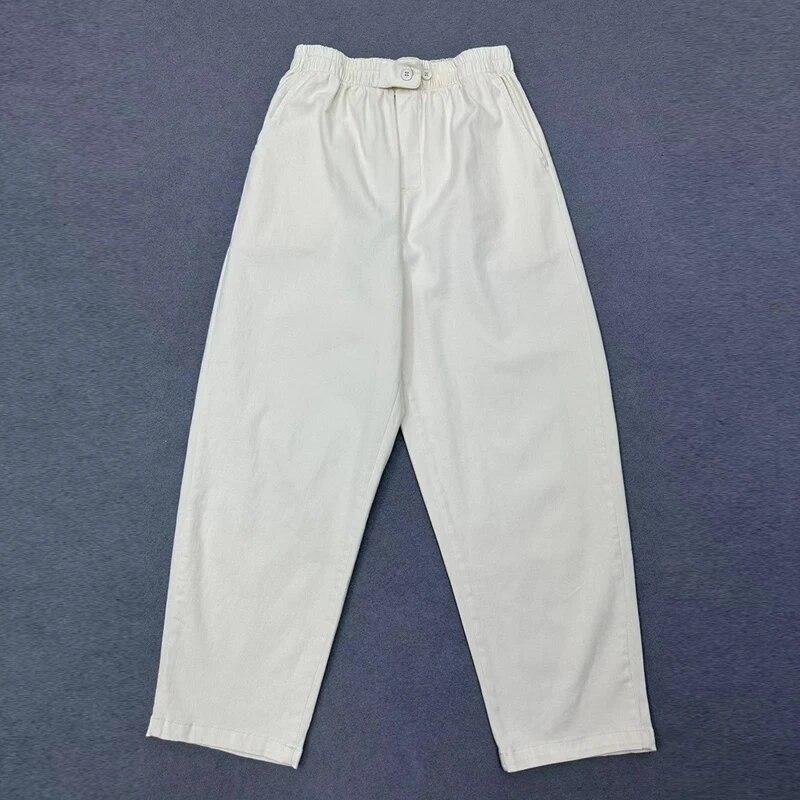 Johnature Spring Japanese Simple Solid Color Casual Pants Elastic Waist Versatile Women Pants