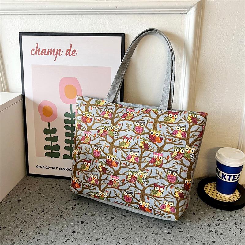 Neue Canvas-Tasche Xinmatai Retro-Damen-Tasche bedruckte Handtasche Tote große Tasche literarische Schulter-Einkaufstasche
