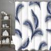 Blue Feather Shower Curtain, Bathroom Decorative Shower Curtain, Waterproof Shower Curtain with Hooks