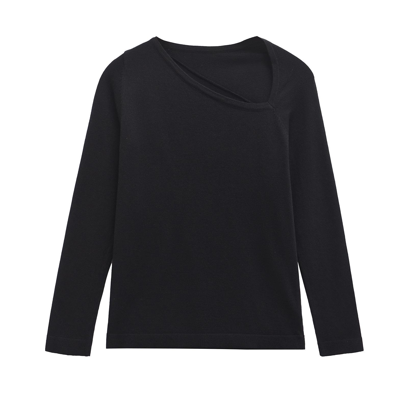 

Женский вязаный свитер с длинным рукавом в европейском и американском стиле, осень 2024, 9598145 Small чёрный