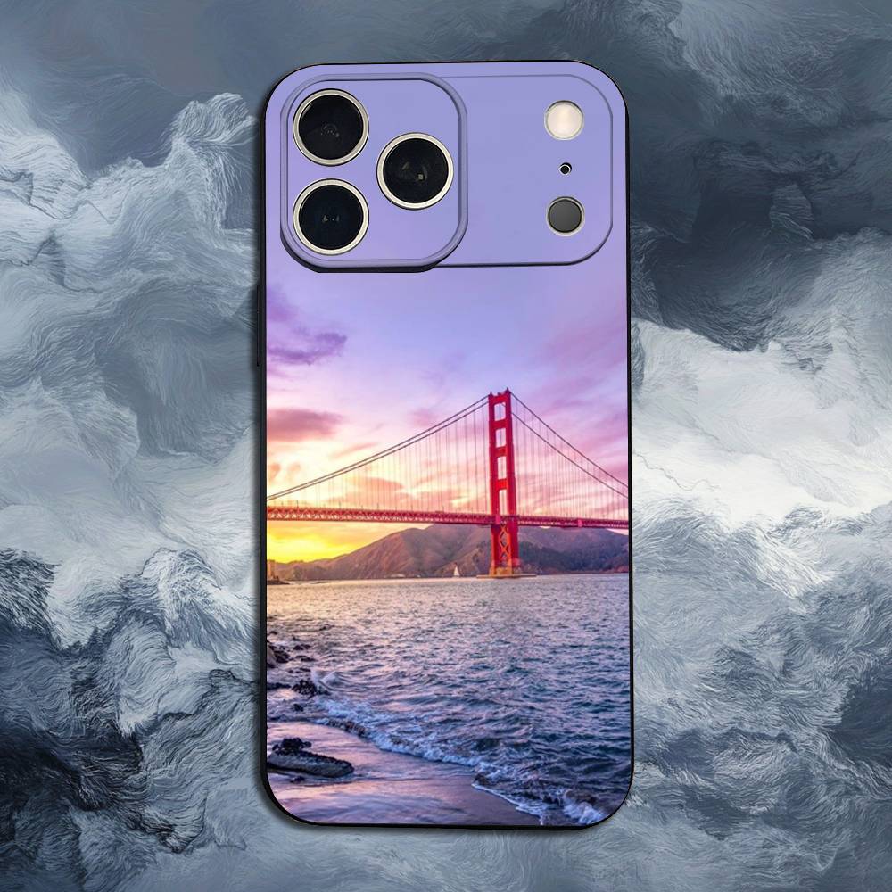 

Golden Gate Bridge For iPhone 13,17,11,12,16,14,15,Plus,Pro Max,XS,X,XR,SE,Mini,8,7,Soft Silicone Black Phone Case iPhone17Pro