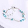 Dww-Perle Ankle Blue Silver Ankle Bracelet Chain Beach Foot Jewelry Adjustable for Women Girls