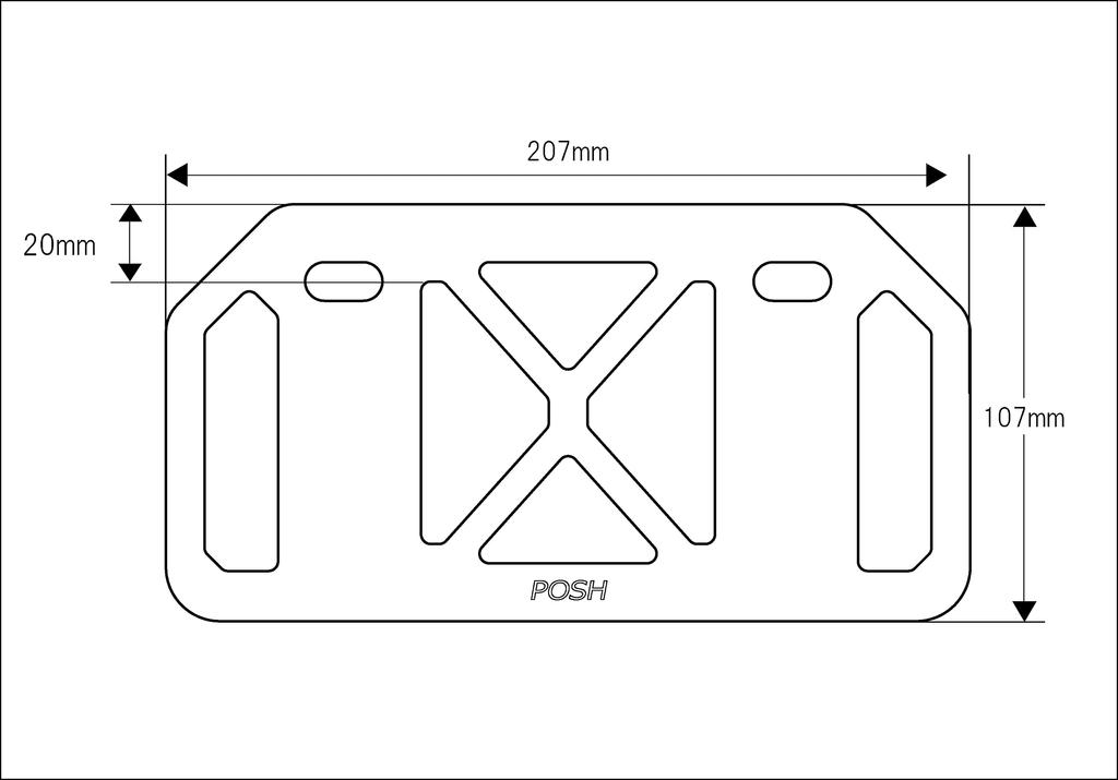 POSH 500392-01-10 Motorcycle Aluminum License Back Plate, Mountain Size, Hole Type, For Under 4.9 Fl Oz (125 Cc), Blue
