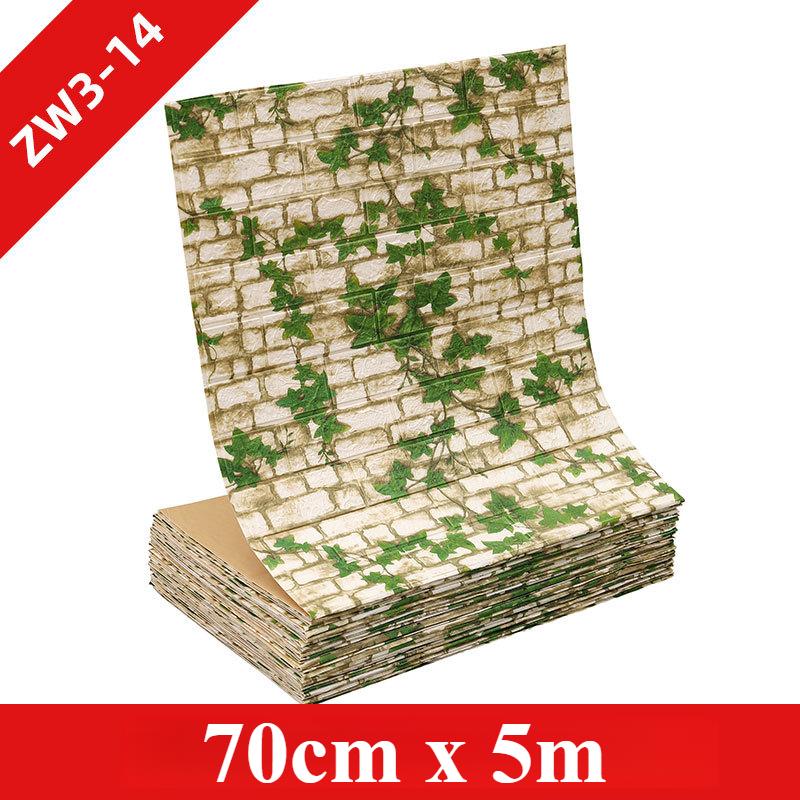 70Cmx5M 3D Brick Pattern Wall Sticker Self-Adhesive Panel Water-Repellent Living Room Wall Cover Home Ornament