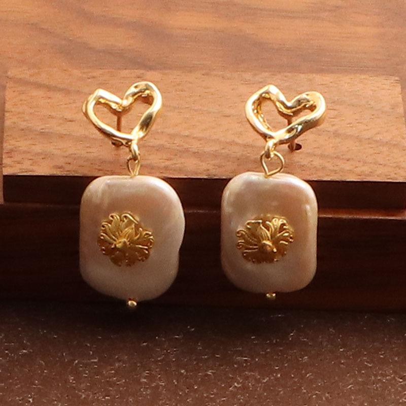 Korean Vintage Natural Freshwater Pearl Earrings S925 Silver Needle Baroque Irregular Pearl Ears Versatile Stud Earrings