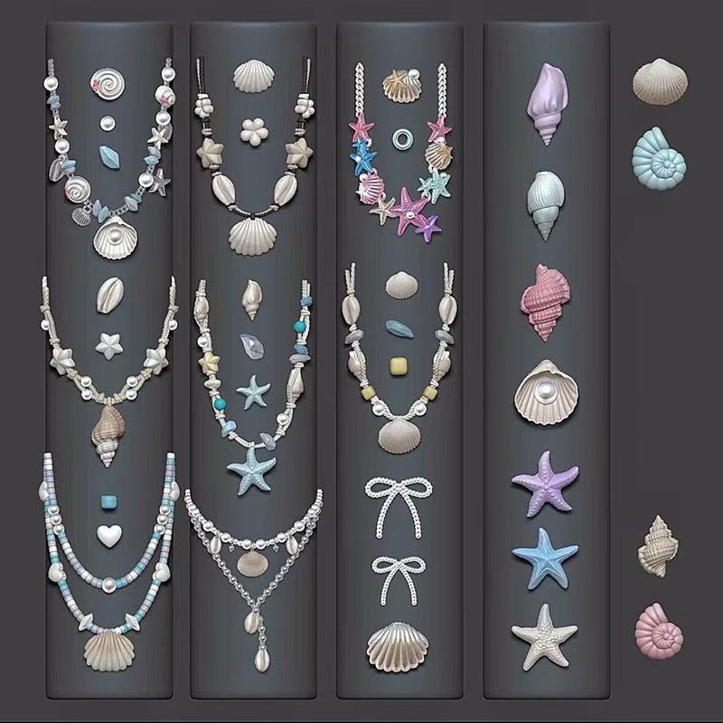 Ocean Series Animal Silicone Mold Sea Shell Conch Nail Stamplates Starfish Jellyfish 3D Soft Charm Manicure Mold Stencil Tools