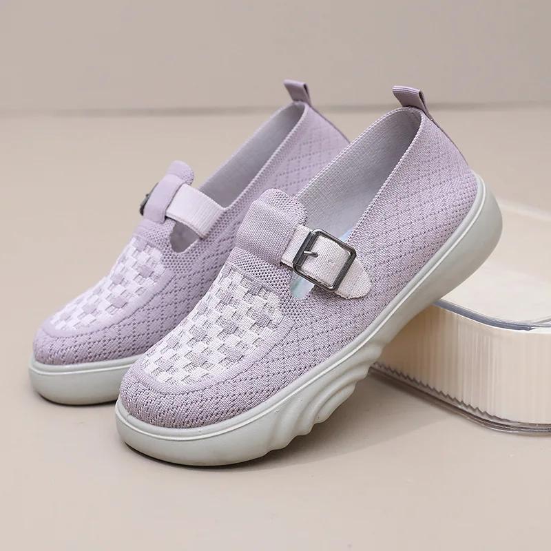 

Spring and Autumn New Comfortable Soft Soled Sports Shoesbreathable and Non Slip Mesh Women s Shoes Outdoor Women s Casual Shoes 35 фиолетовый