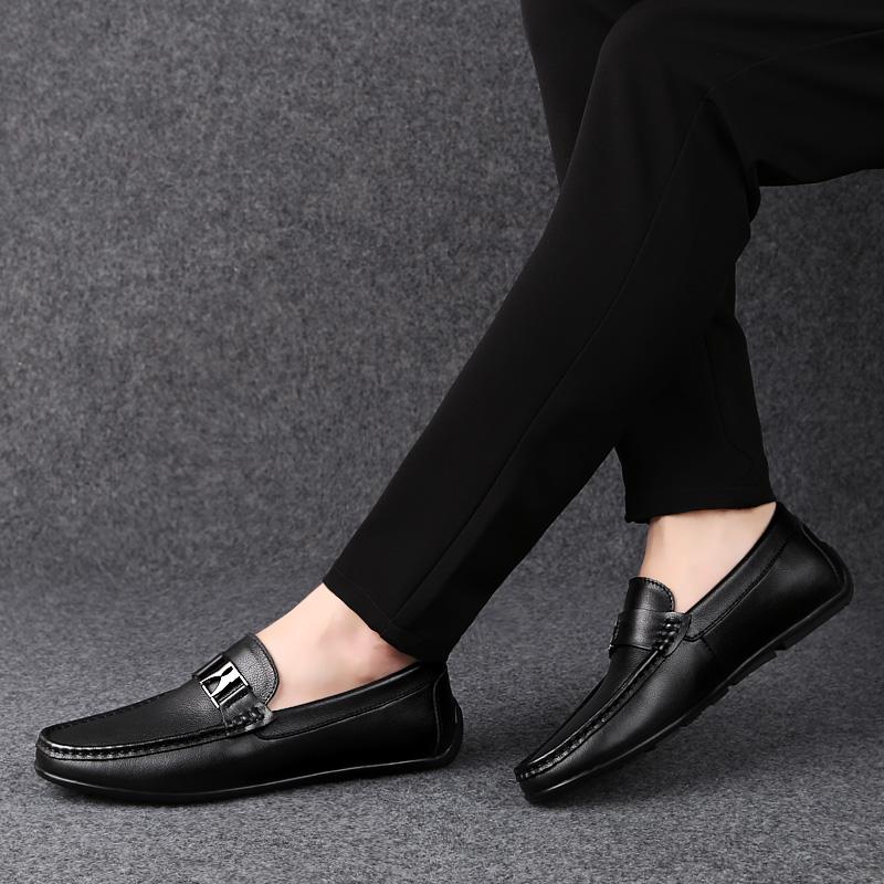 Fashion Fashion Brand Classic Black Business Casual Bean Shoes 2025 High-quality Men's Comfortable Top Layer Cowhide Soft Soled Loafers