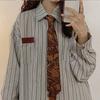 Lazy Tie Hand-tied Neckties Japanese Style Striped Collar Tie for School Shirt
