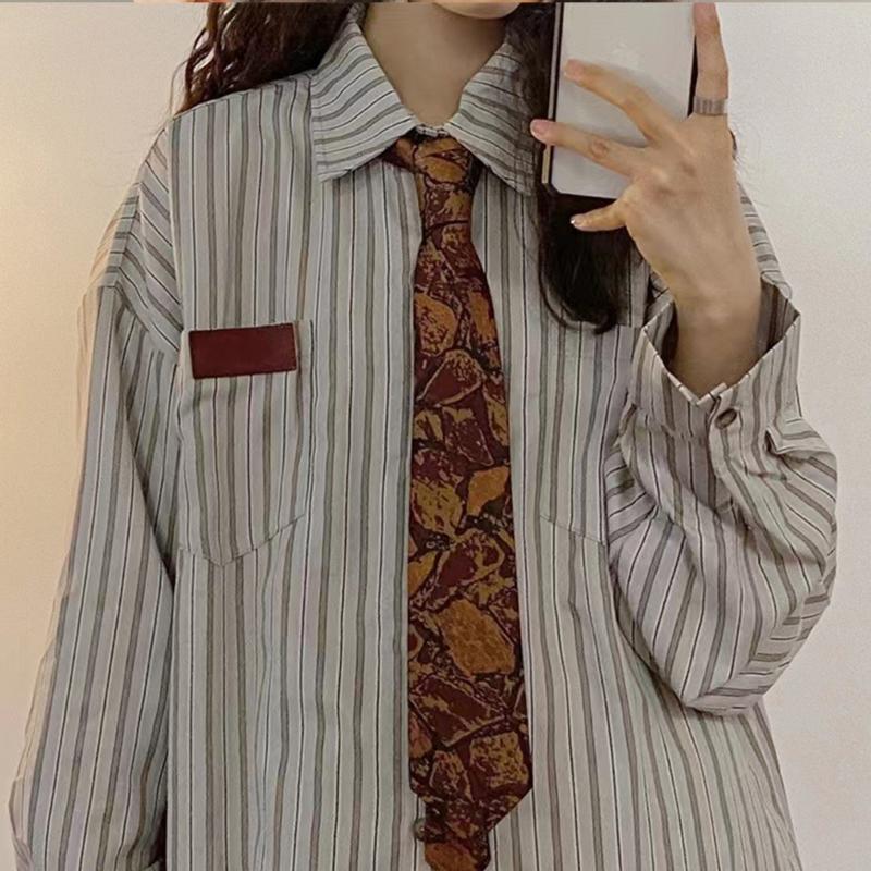 Lazy Tie Hand-tied Neckties Japanese Style Striped Collar Tie for School Shirt