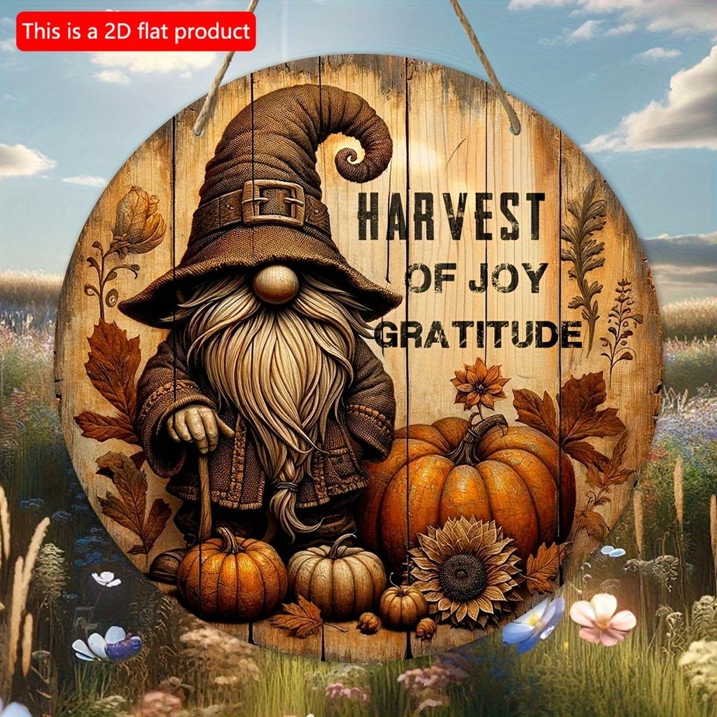2d Flat 20*20cm, Thanksgiving Home Decoration, Pumpkin Circular Wooden Logo Creative Decorative Board, for Home, Office, Garden, Bar Decor.