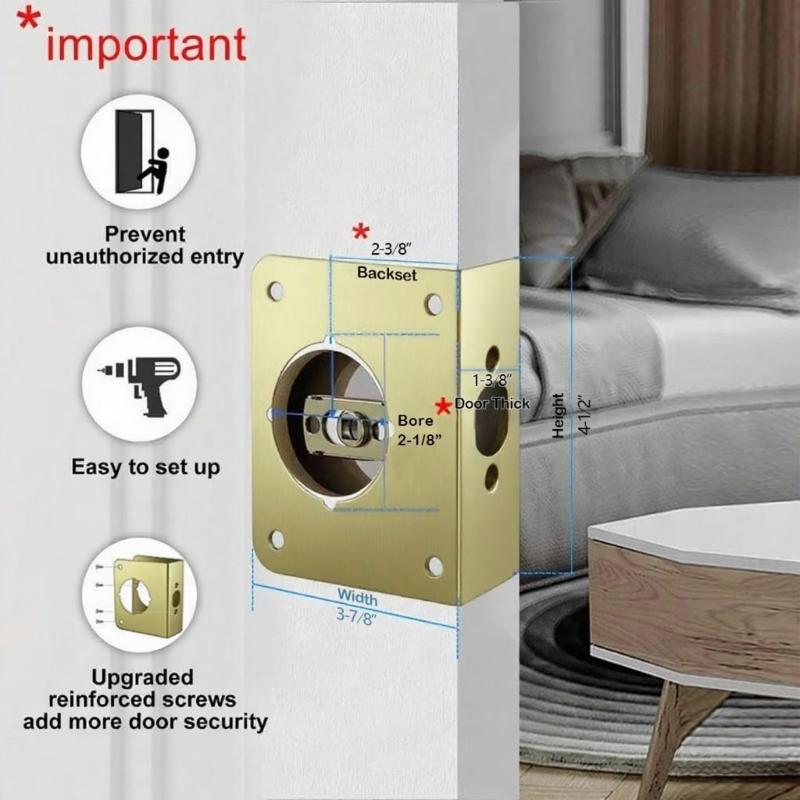 Premium Gold Finish Door Reinforcement Plate to Enhances Home Security Repair Door Lock Holes for Wood Metal Door Use