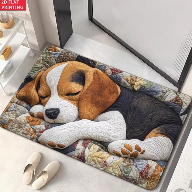 Beagle Puppy Carpet Suitable for Bedroom, Living Room, Foyer, Cute Beagle Dog Floor Mat Outdoor Use Rooms Soft 2D Flat Printing