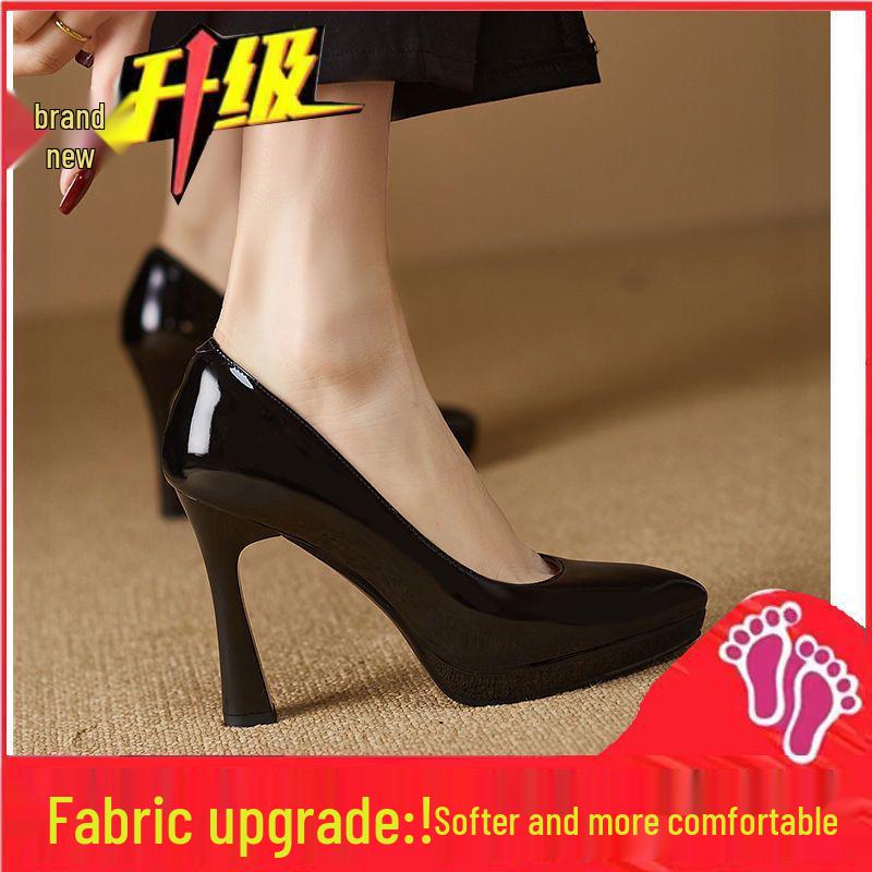 Dámske nepremokavé lakované vysoké podpätky, Sexy jarný štýl, Marhuľová špička, Odosielame do niekoľkých dní (Model 2025)