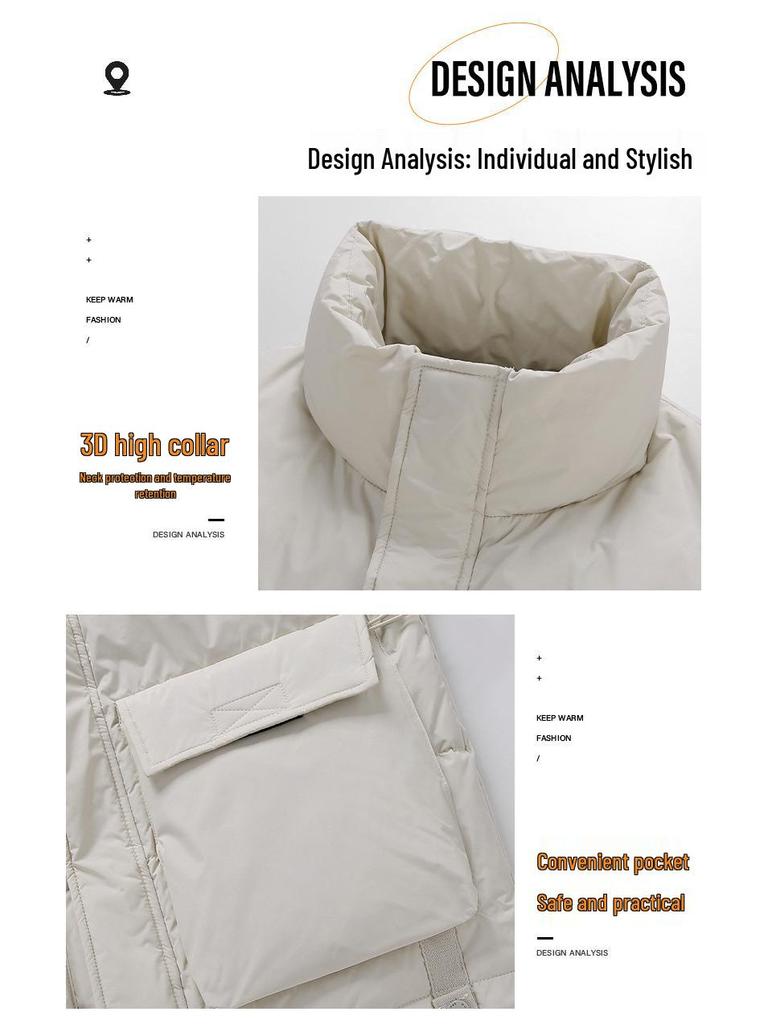 Men's Korean Style Stand Collar Duck Down Vest - Winter Solid Color Sleeveless Jacket