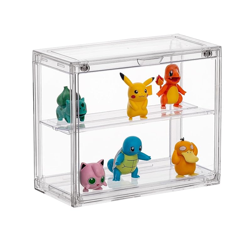 

Hachibanya figure case small size storage transparent display case magnetic door collection case stackable Width 26.9 x Depth 12.6 x Height 23cm clear