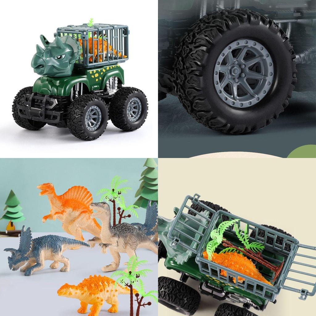 Sensory Engaging Dinosaur Truck Toy Set With Triceratops And Tyrannosaurus Figure