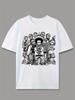 Retro Black and White Cartoon Crew Graphic Tee for Unisex Breathable 100 Cotton Perfect for Summer Streetwear and Hip Hop Vibe