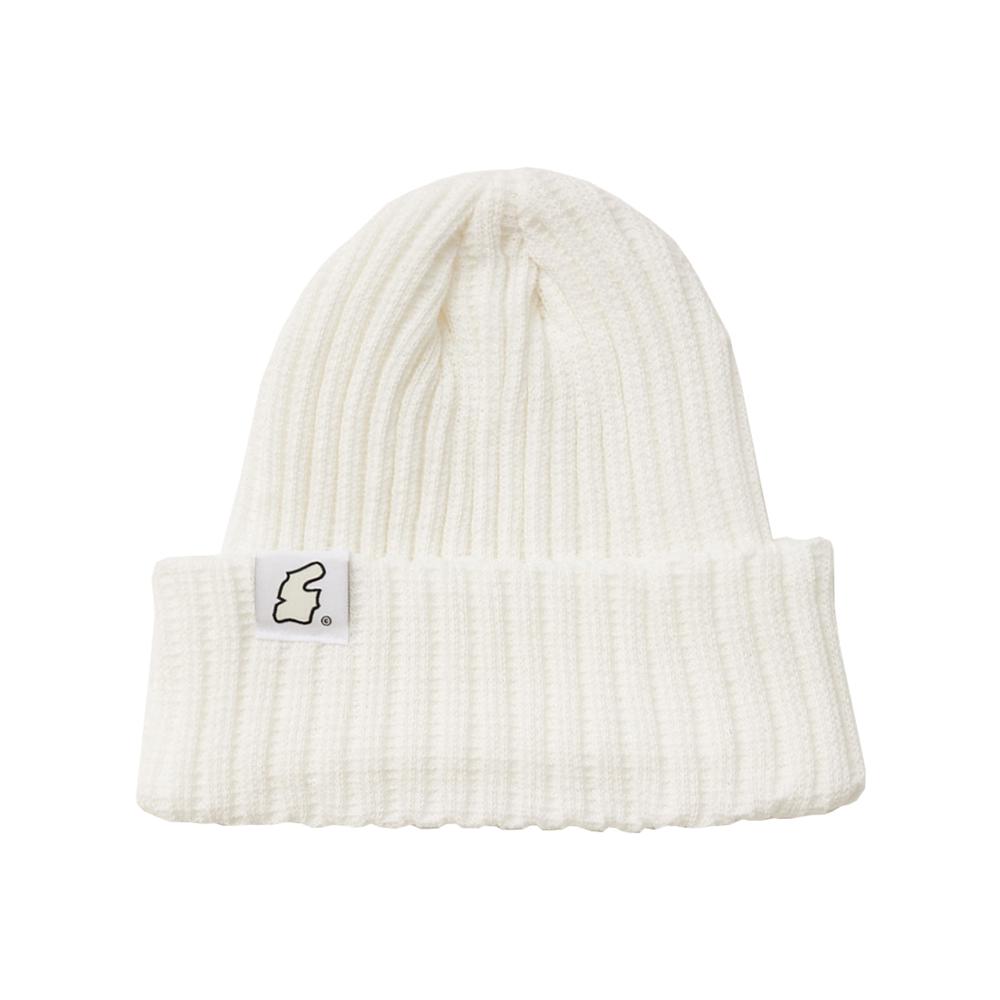APOSTROPHE COMMA Summer Reversible Label Soft Ribbed Beanie (White)