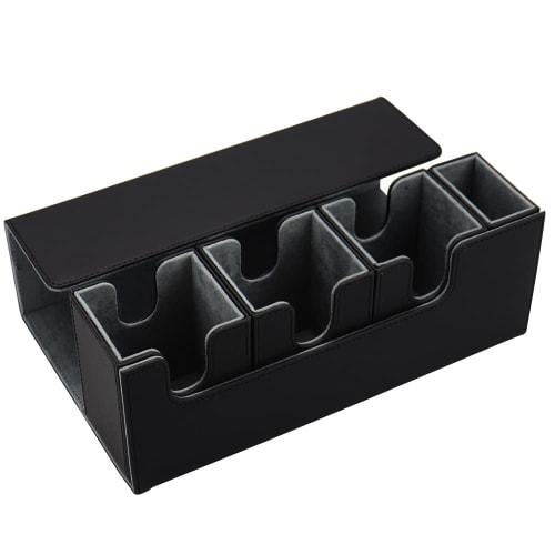Magnetic Faux Leather Deck Case for Trading Cards, Removable, Holds Up To 300 Cards (Includes Dice Case)