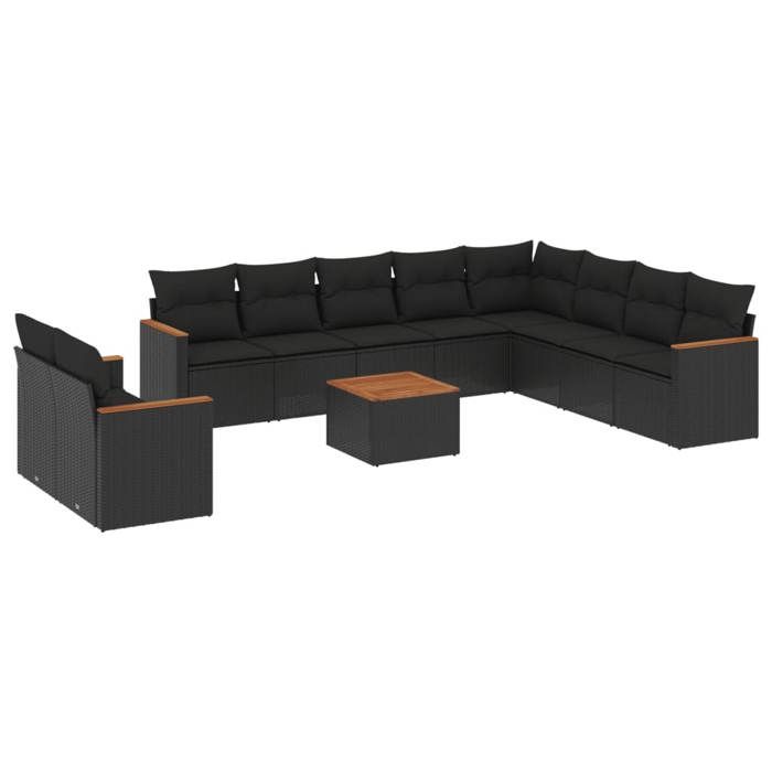 VidaXL Garden Lounge Set with Cushions 11 Pcs, Patio Sofas, Patio Furniture Set, Outdoor Furniture, Black 3226118