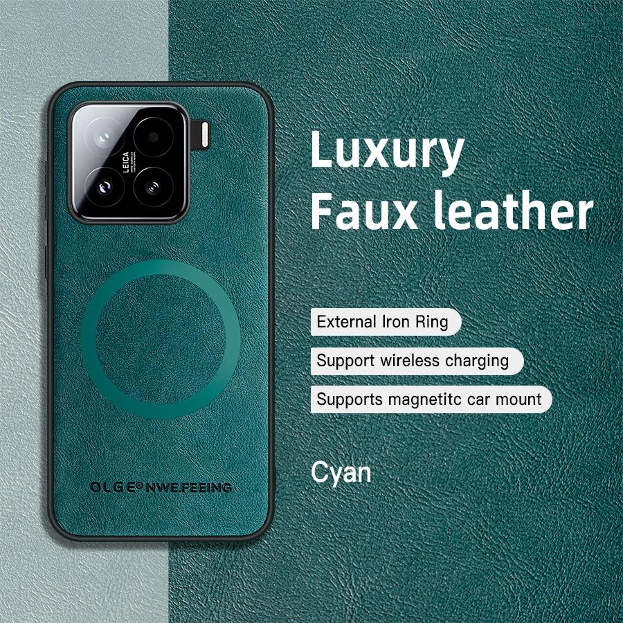 Luxury Leather Magnetic Phone Case For Xiaomi 14T 15 13T 12T 11T Pro 12S Ultra 13 Lite For Magsafe Wireless Charge Protect Cover