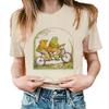 Women's Spring and Summer Frog and Toad Print Casual Loose Round Neck Short-sleeved T-shirt