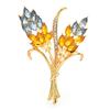 Wuli&baby Beautiful Wheat Designs Brooches Pins Crystal Charming Flowers Plants Casual Party Brooch Fashion Jewelry Gifts
