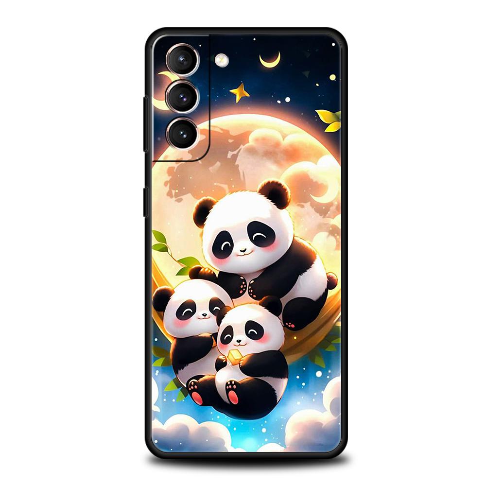 Cartoon Niedlicher Panda Handyhülle für Samsung Galaxy S24 S23 S22 S20 S21 FE Ultra S10 S10E S9 S8 Plus 5G Silikonhülle Fundas Tasche