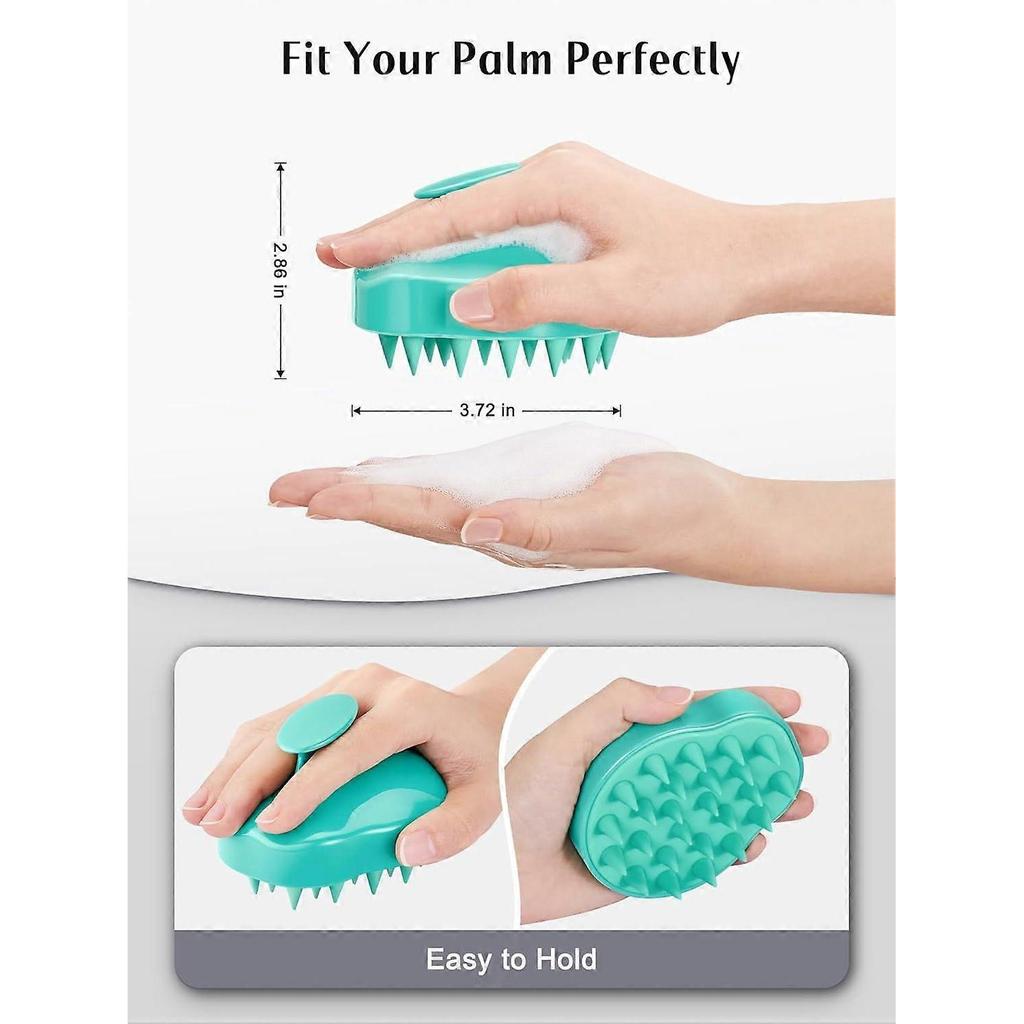 (Green & Black) Hair Scalp Massager Shampoo Brush 2 Pack, Soft Silicone Bristles to Remove Dandruff, Waterproof Hair Scrubber for Both Wet Dry Hair, S
