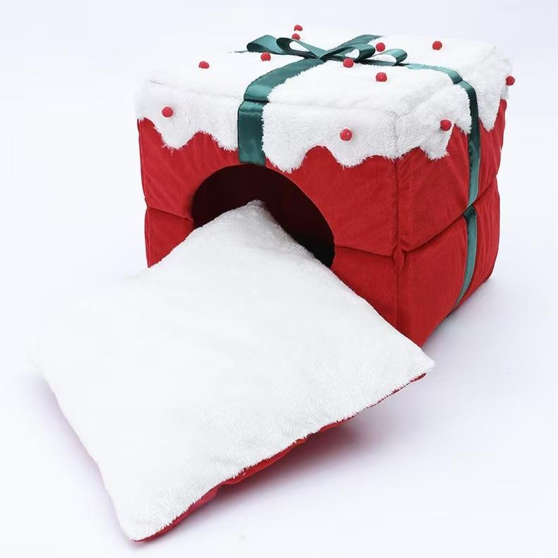 Christmas Cute Pet Winter Warm Pet Nest All Seasons Cat House Arctic Velvet Thickened Plush Cat Nest Mat