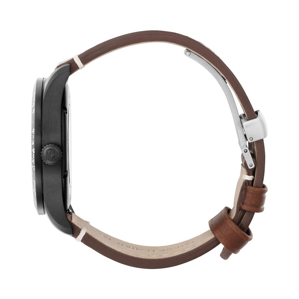 AIRBOSS Black Stainless Steel Case Black Brown Leather Gift 241886 [Victorinox] Watch, PVD-coated (316L), Dial, Strap, [