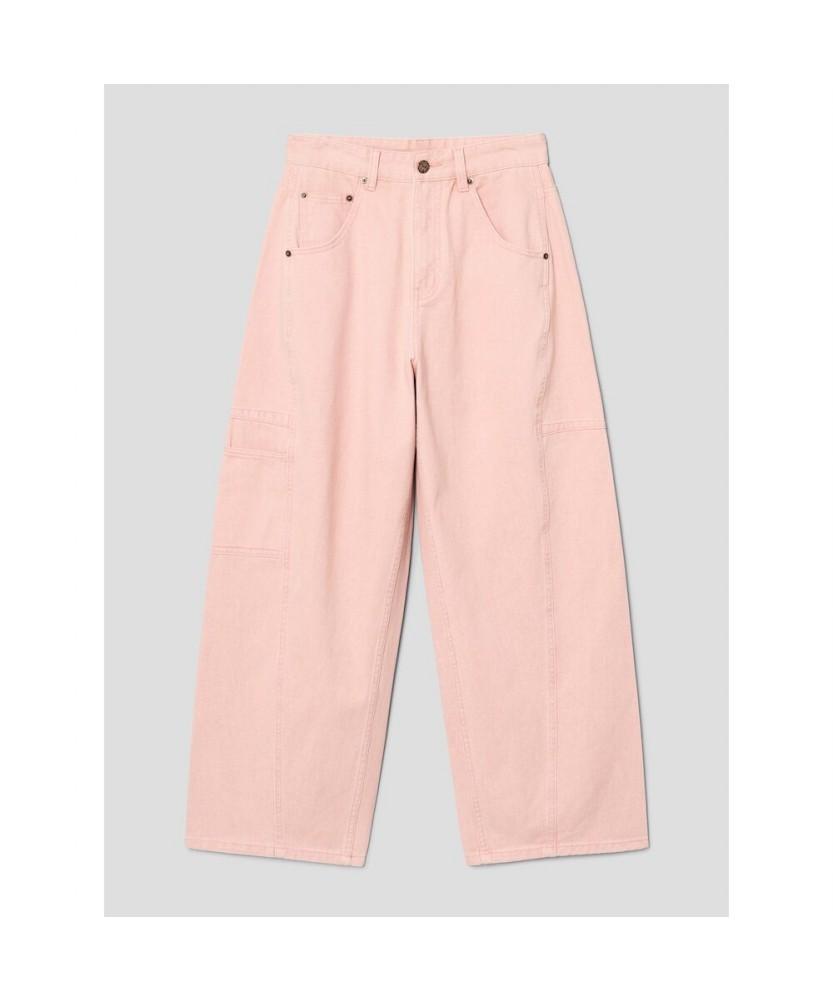 Saendeusaundeu (Unisex) Wide Balloon Fit Work Denim Pink
