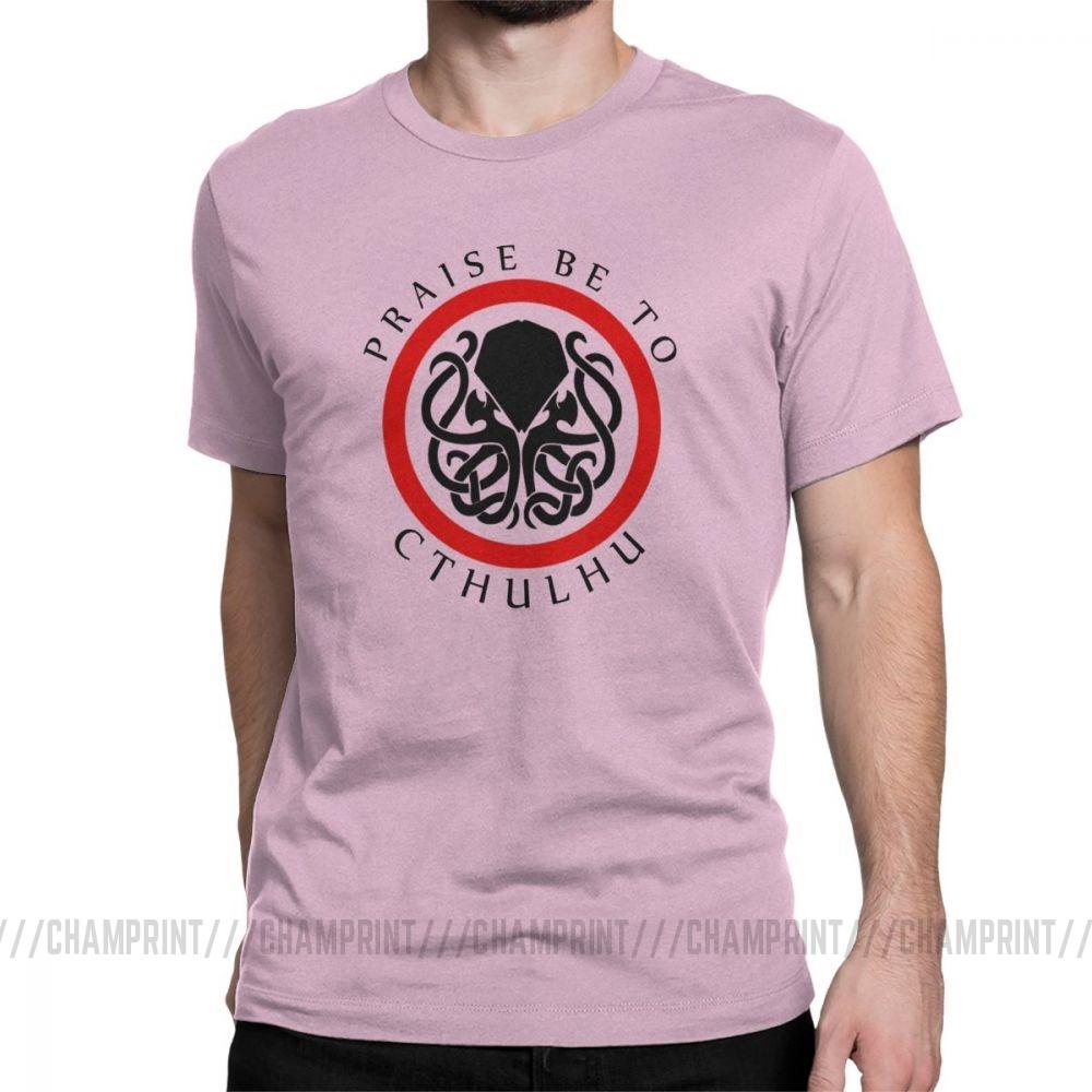 Praise Be To Cthulhu Cool T Shirts For Men Crewneck Cotton T Shirt Short Sleeve Tee