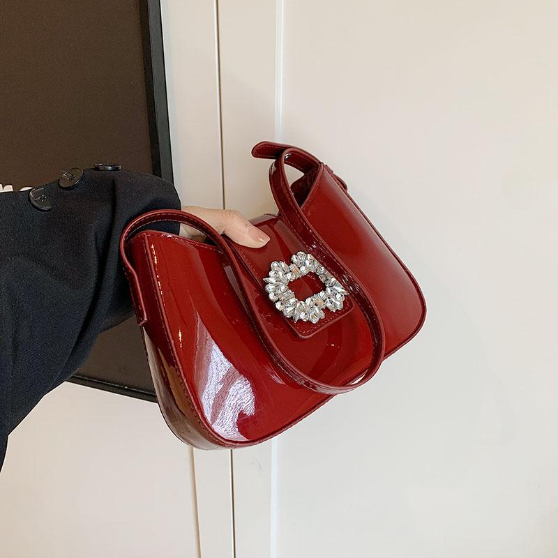 Классические красные женские свадебные сумки, модные лакированные кожаные сумки через плечо, однотонные женские сумки