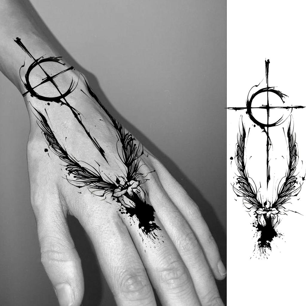 1 Sheet Halloween Dark Gothic Phoenix Temporary Tattoo For Men Women Neck Forearm, Waterproof Realistic Temp Fake Tatoo Stickers